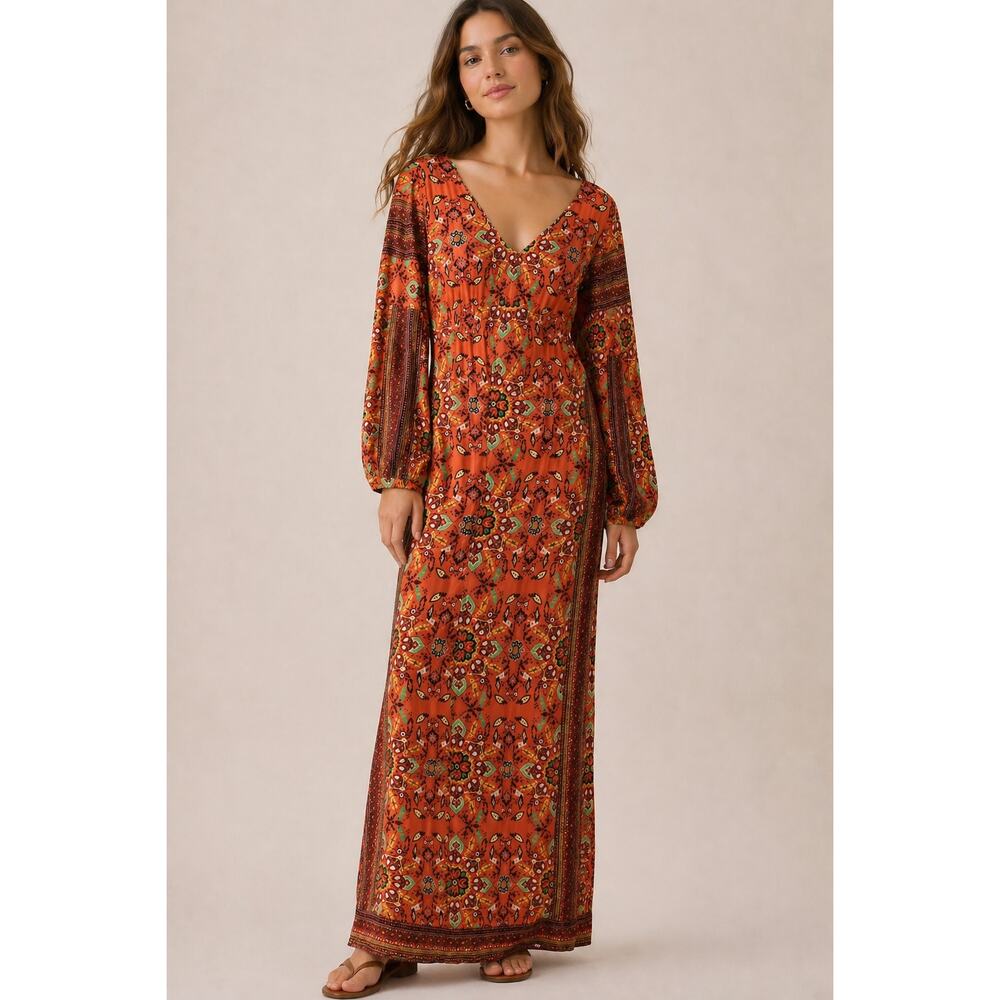 Farm Rio x Anthropologie Clarabella Maxi Boho Wanderlust Artisan Dress Small